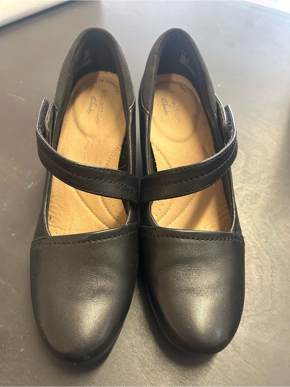 Clarks Black Mary Jane Comfort Flats